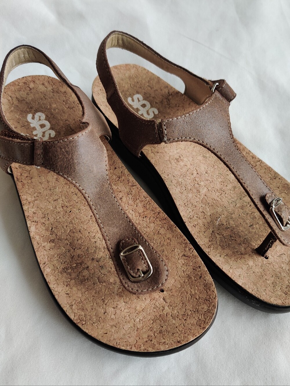 SAS Women’s Brown Cork T-Strap Slingback Sandals